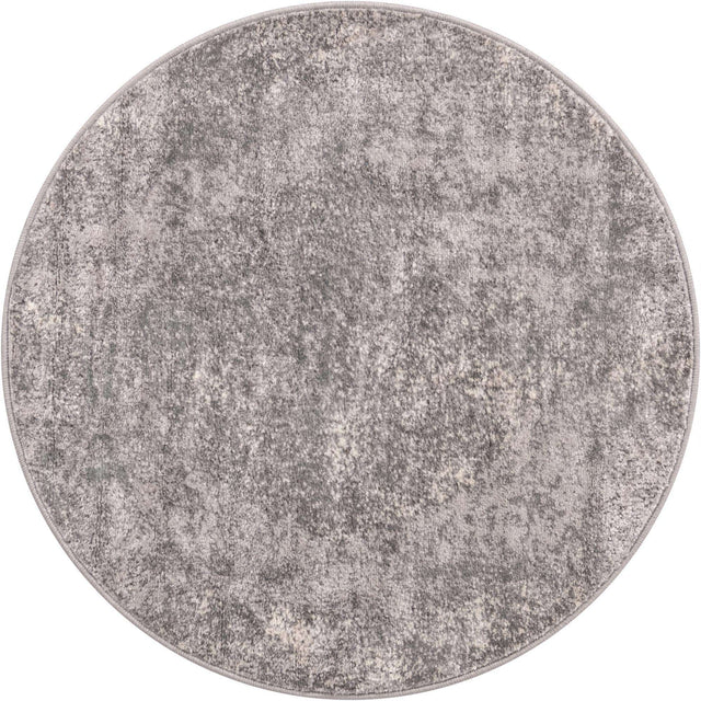 Gray 3' 1 x 3' 1 Portland Round Area Rug 85% Polypropylene & 15% Polyester Vintage Distressed Traditional Carpet for Home Decor for Sale at Rug Engine