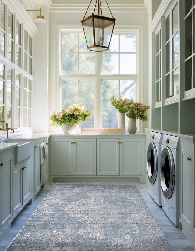 Blue 10' x 14' 1 Portland Rectangle Area Rug 85% Polypropylene & 15% Polyester Vintage Distressed Traditional Carpet for Home Decor for Sale at Rug Engine