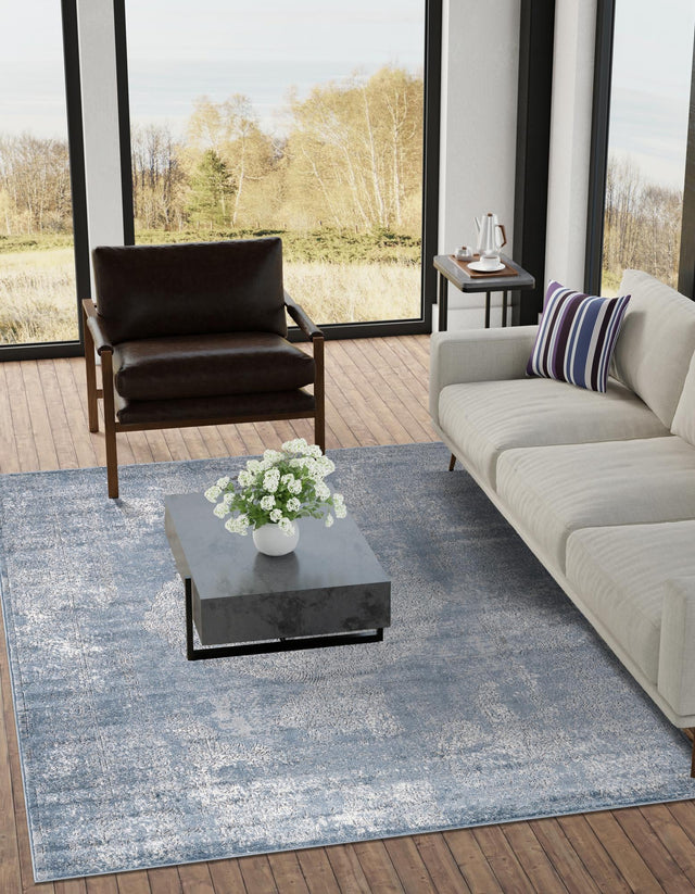 Blue 4' 1 x 6' 1 Portland Rectangle Area Rug 85% Polypropylene & 15% Polyester Vintage Distressed Traditional Carpet for Home Decor for Sale at Rug Engine
