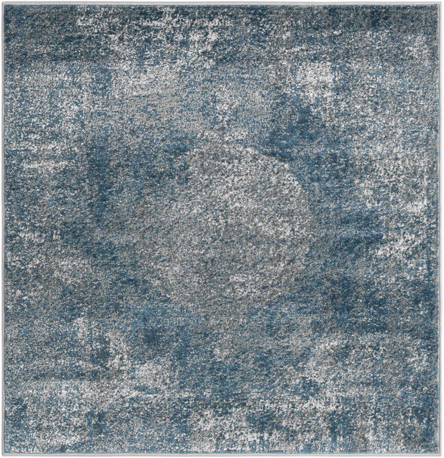 Blue 4' 1 x 4' 1 Portland Square Area Rug 85% Polypropylene & 15% Polyester Vintage Distressed Traditional Carpet for Home Decor for Sale at Rug Engine