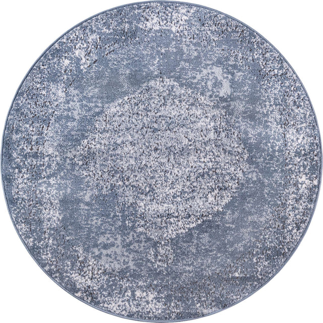 Blue 3' 1 x 3' 1 Portland Round Area Rug 85% Polypropylene & 15% Polyester Vintage Distressed Traditional Carpet for Home Decor for Sale at Rug Engine