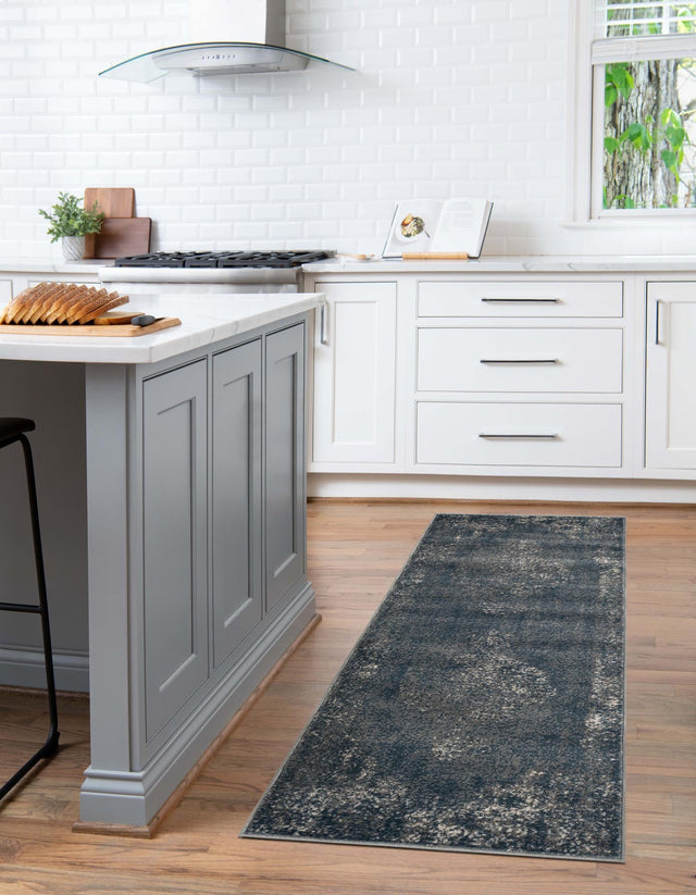 Blue 2' x 8' Portland Runner Area Rug 85% Polypropylene & 15% Polyester Vintage Distressed Traditional Carpet for Home Decor for Sale at Rug Engine