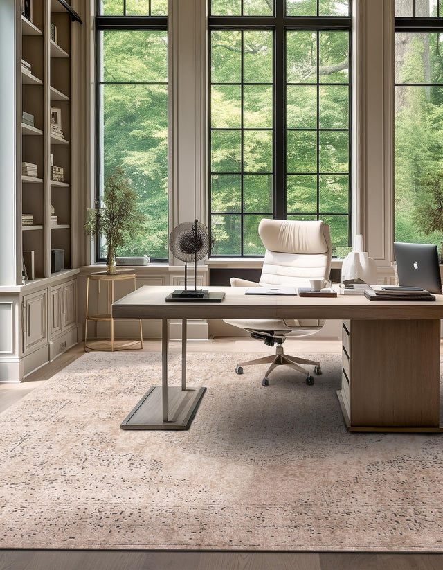 Ivory 7' 10 x 7' 10 Portland Square Area Rug 85% Polypropylene & 15% Polyester Vintage Distressed Traditional Carpet for Home Decor for Sale at Rug Engine