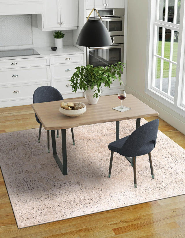 Ivory 7' 10 x 7' 10 Portland Square Area Rug 85% Polypropylene & 15% Polyester Vintage Distressed Traditional Carpet for Home Decor for Sale at Rug Engine