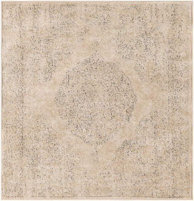 Ivory 4' 1 x 4' 1 Portland Square Area Rug 85% Polypropylene & 15% Polyester Vintage Distressed Traditional Carpet for Home Decor for Sale at Rug Engine
