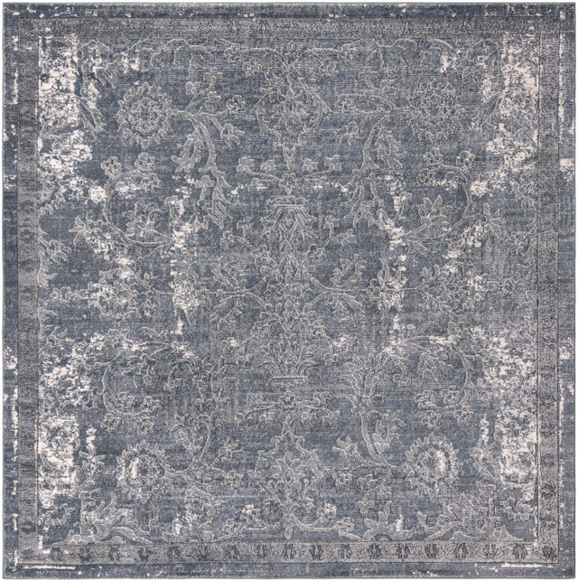 Gray 7' 10 x 7' 10 Portland Square Area Rug 85% Polypropylene & 15% Polyester Vintage Distressed Traditional Carpet for Home Decor for Sale at Rug Engine