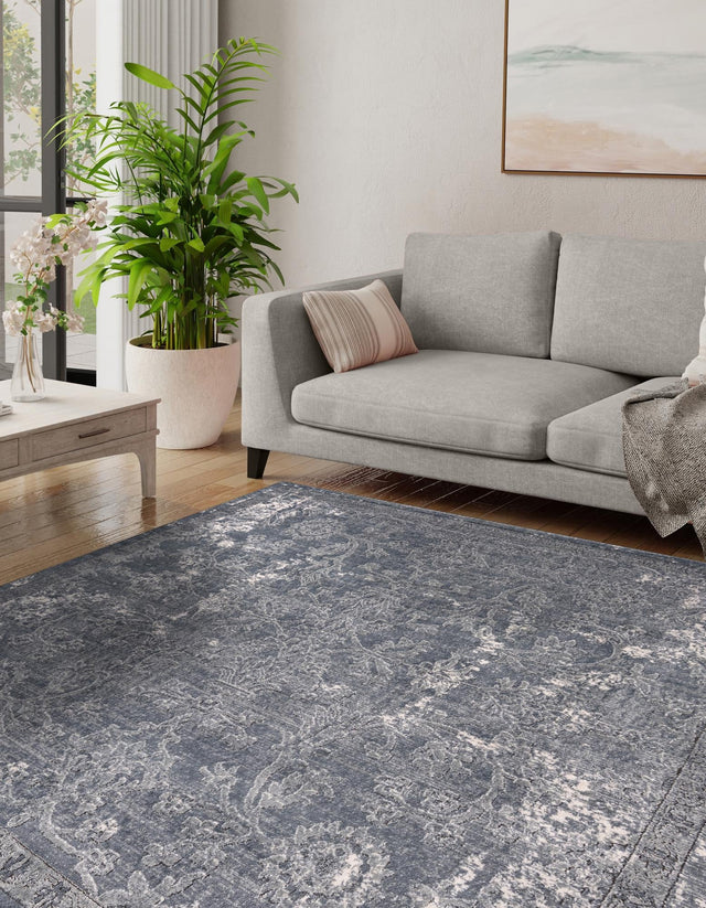 Gray 7' 10 x 7' 10 Portland Square Area Rug 85% Polypropylene & 15% Polyester Vintage Distressed Traditional Carpet for Home Decor for Sale at Rug Engine