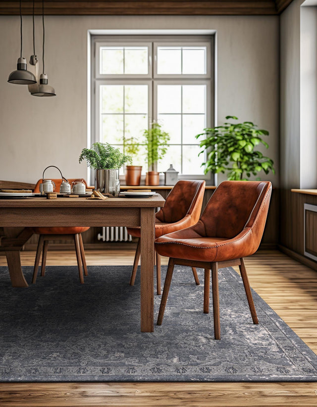 Gray 4' 1 x 4' 1 Portland Square Area Rug 85% Polypropylene & 15% Polyester Vintage Distressed Traditional Carpet for Home Decor for Sale at Rug Engine