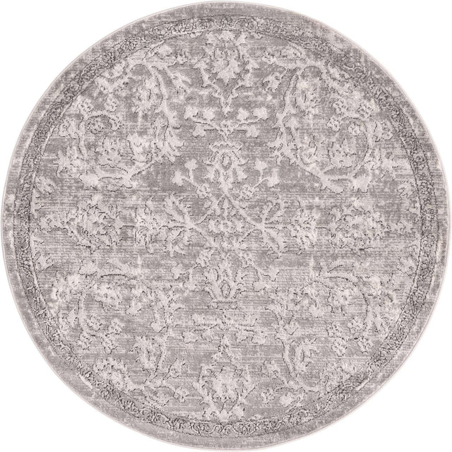 Gray 5' 3 x 5' 3 Portland Round Area Rug 85% Polypropylene & 15% Polyester Vintage Distressed Traditional Carpet for Home Decor for Sale at Rug Engine