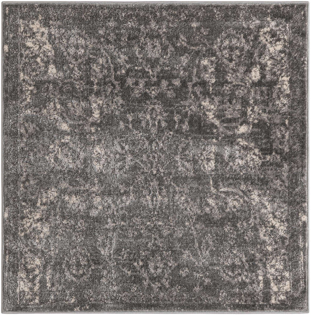 Gray 4' 1 x 4' 1 Portland Square Area Rug 85% Polypropylene & 15% Polyester Vintage Distressed Traditional Carpet for Home Decor for Sale at Rug Engine