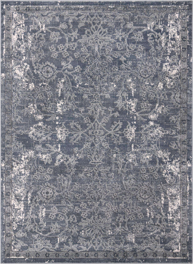 Blue 7' 10 x 11' Portland Rectangle Area Rug 85% Polypropylene & 15% Polyester Vintage Distressed Traditional Carpet for Home Decor for Sale at Rug Engine