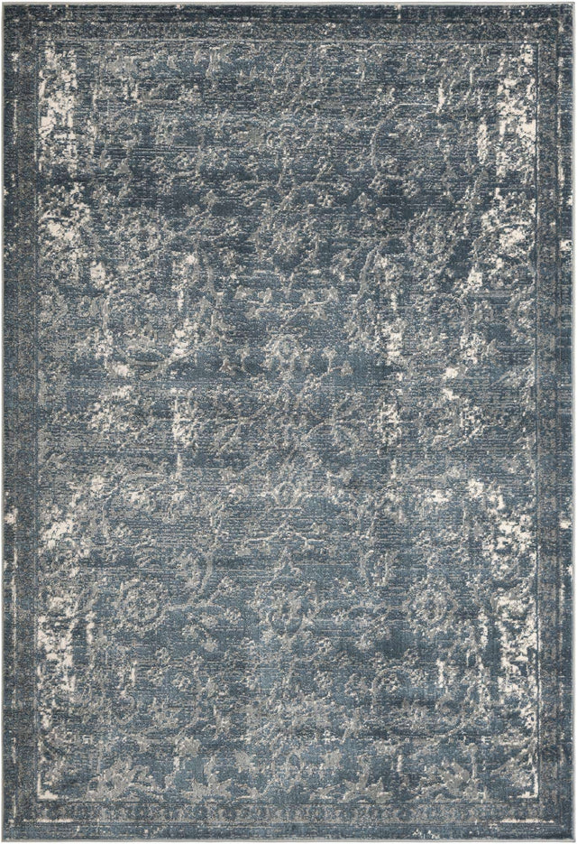 Blue 7' 1 x 10' Portland Rectangle Area Rug 85% Polypropylene & 15% Polyester Vintage Distressed Traditional Carpet for Home Decor for Sale at Rug Engine