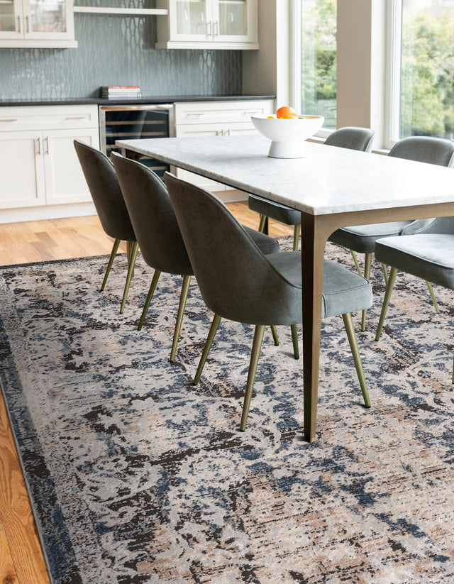 Navy Blue 5' 3 x 8' Portland Rectangle Area Rug 85% Polypropylene & 15% Polyester Vintage Distressed Traditional Carpet for Home Decor for Sale at Rug Engine