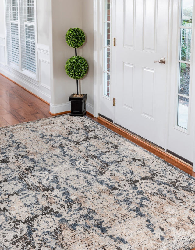 Navy Blue 5' 3 x 8' Portland Rectangle Area Rug 85% Polypropylene & 15% Polyester Vintage Distressed Traditional Carpet for Home Decor for Sale at Rug Engine