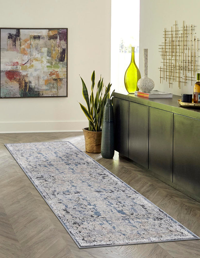 Navy Blue 2' 7 x 12' Portland Runner Area Rug 85% Polypropylene & 15% Polyester Vintage Distressed Traditional Carpet for Home Decor for Sale at Rug Engine