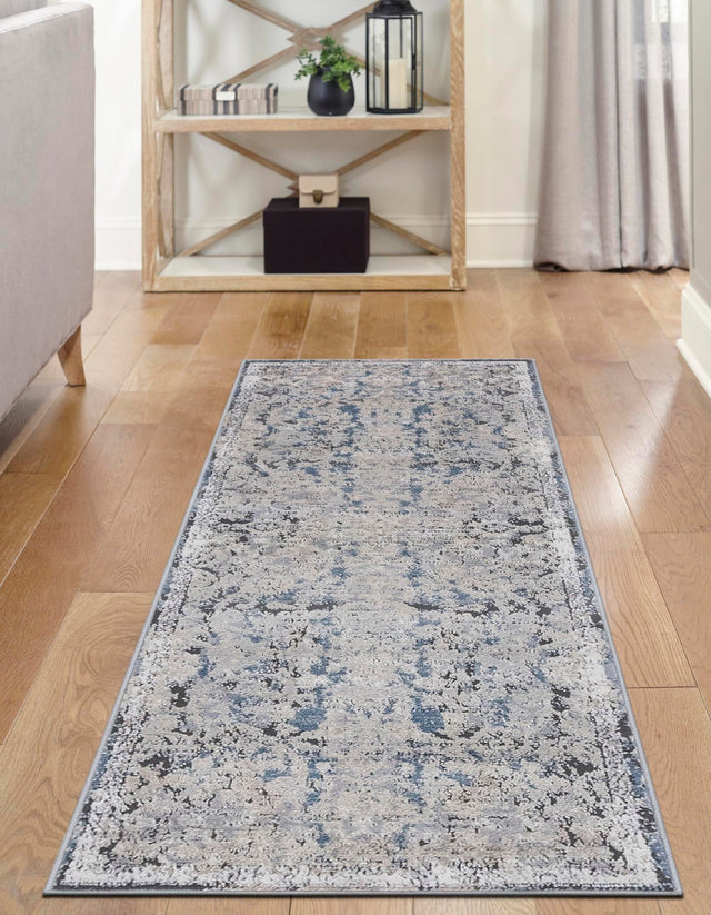 Navy Blue 2' 7 x 12' Portland Runner Area Rug 85% Polypropylene & 15% Polyester Vintage Distressed Traditional Carpet for Home Decor for Sale at Rug Engine