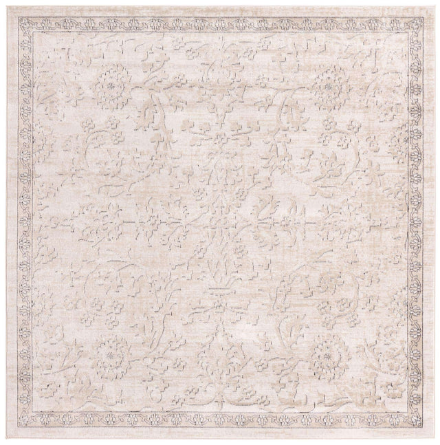 Ivory 7' 10 x 7' 10 Portland Square Area Rug 85% Polypropylene & 15% Polyester Vintage Distressed Traditional Carpet for Home Decor for Sale at Rug Engine
