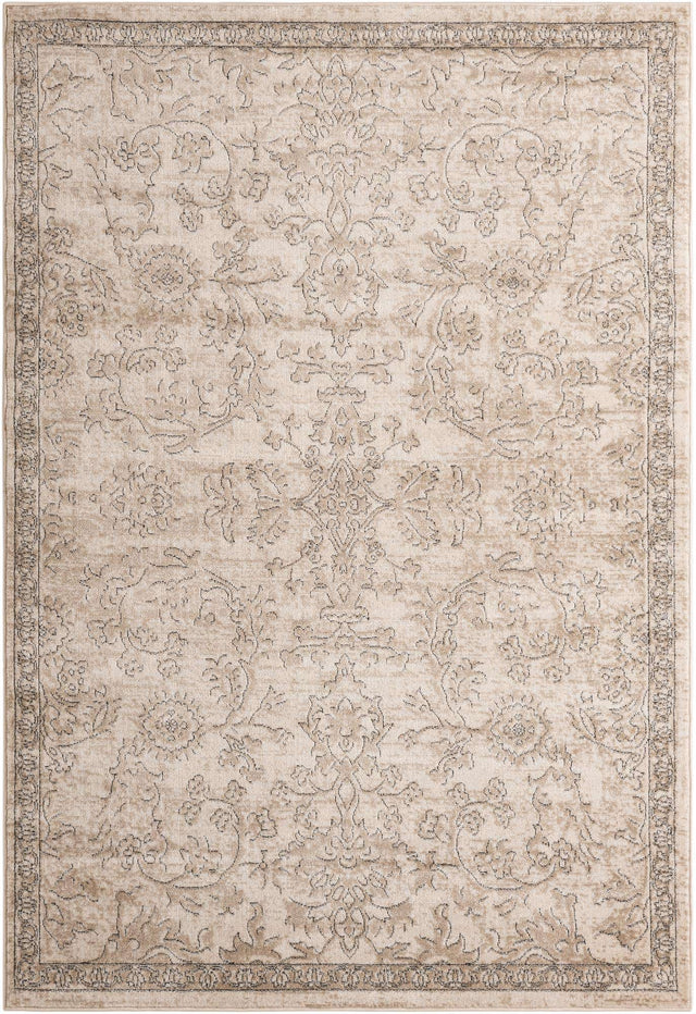 Ivory 6' 1 x 9' Portland Rectangle Area Rug 85% Polypropylene & 15% Polyester Vintage Distressed Traditional Carpet for Home Decor for Sale at Rug Engine