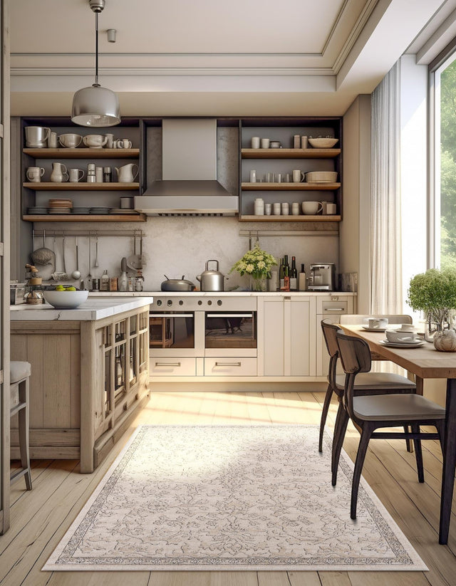 Ivory 9' x 12' Portland Rectangle Area Rug 85% Polypropylene & 15% Polyester Vintage Distressed Traditional Carpet for Home Decor for Sale at Rug Engine