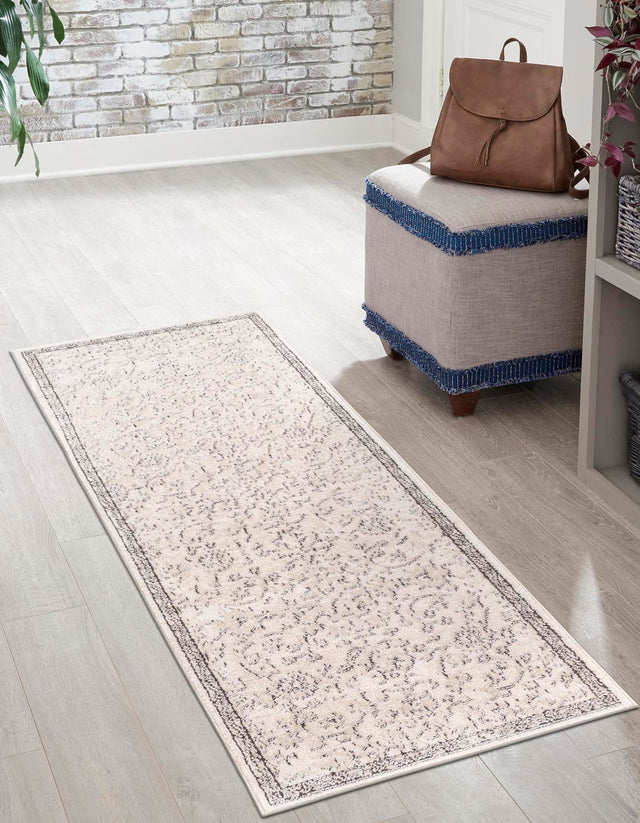 Ivory 2' x 8' Portland Runner Area Rug 85% Polypropylene & 15% Polyester Vintage Distressed Traditional Carpet for Home Decor for Sale at Rug Engine
