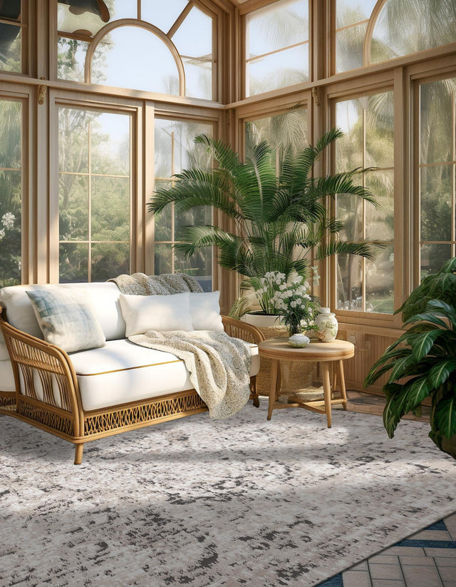 Beige 4' 1 x 4' 1 Portland Square Area Rug 85% Polypropylene & 15% Polyester Vintage Distressed Traditional Carpet for Home Decor for Sale at Rug Engine