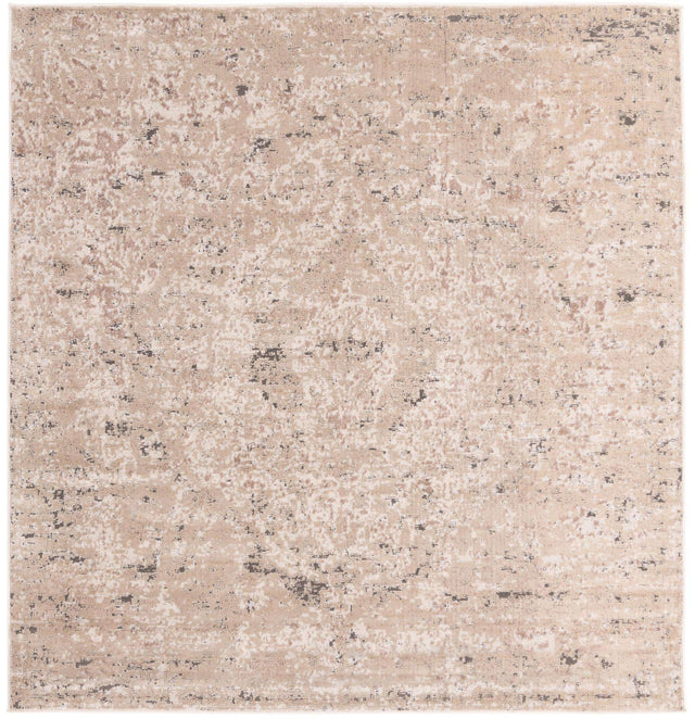 Beige 7' 10 x 7' 10 Portland Square Area Rug 85% Polypropylene & 15% Polyester Vintage Distressed Traditional Carpet for Home Decor for Sale at Rug Engine