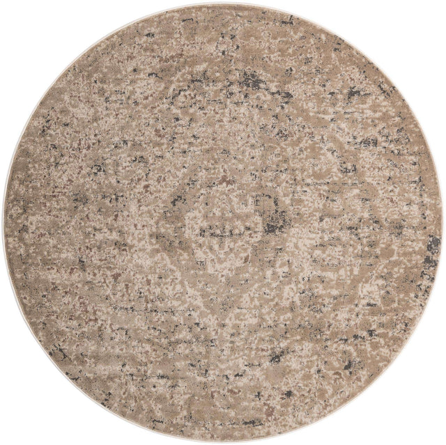 Beige 7' 1 x 7' 1 Portland Round Area Rug 85% Polypropylene & 15% Polyester Vintage Distressed Traditional Carpet for Home Decor for Sale at Rug Engine