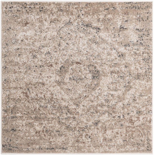 Beige 4' 1 x 4' 1 Portland Square Area Rug 85% Polypropylene & 15% Polyester Vintage Distressed Traditional Carpet for Home Decor for Sale at Rug Engine
