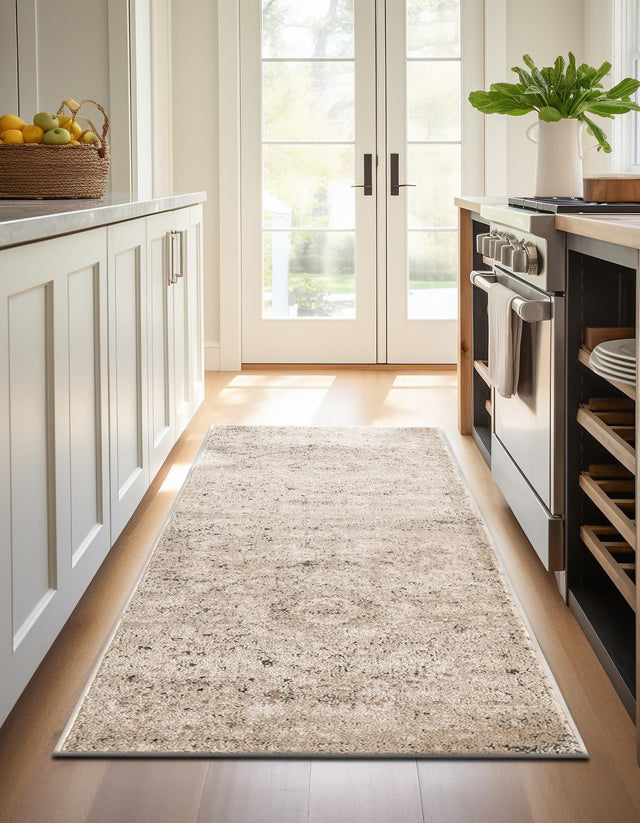 Beige 2' x 8' Portland Runner Area Rug 85% Polypropylene & 15% Polyester Vintage Distressed Traditional Carpet for Home Decor for Sale at Rug Engine