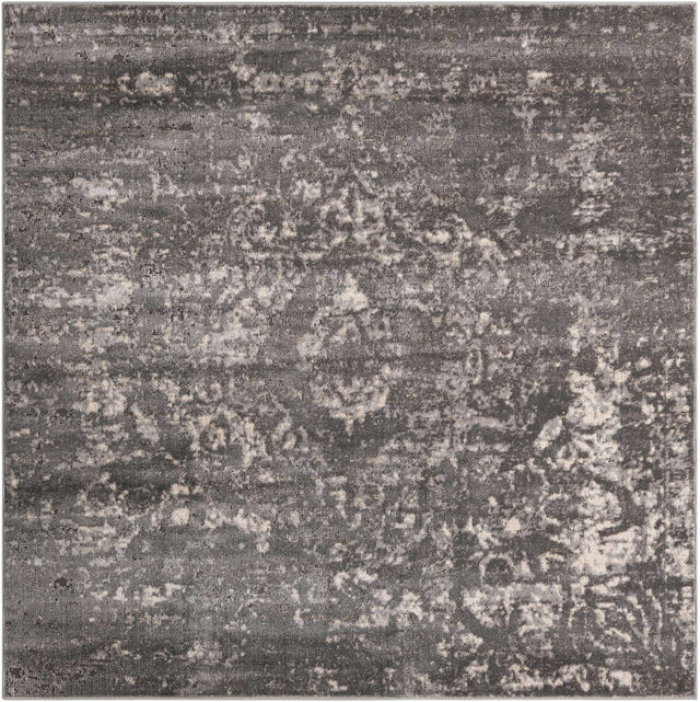 Gray 7' 10 x 7' 10 Portland Square Area Rug 85% Polypropylene & 15% Polyester Vintage Distressed Traditional Carpet for Home Decor for Sale at Rug Engine