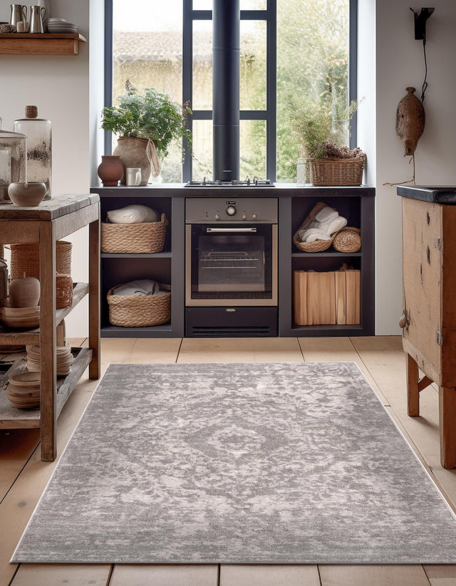 Gray 10' x 14' 1 Portland Rectangle Area Rug 85% Polypropylene & 15% Polyester Vintage Distressed Traditional Carpet for Home Decor for Sale at Rug Engine