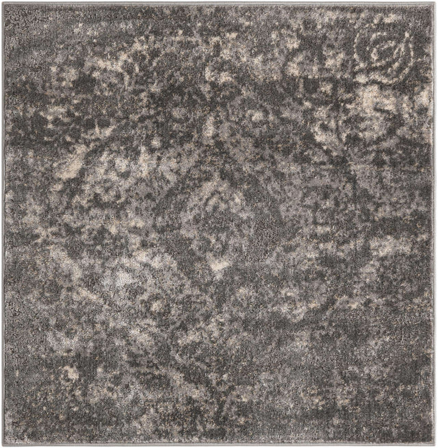 Gray 4' 1 x 4' 1 Portland Square Area Rug 85% Polypropylene & 15% Polyester Vintage Distressed Traditional Carpet for Home Decor for Sale at Rug Engine