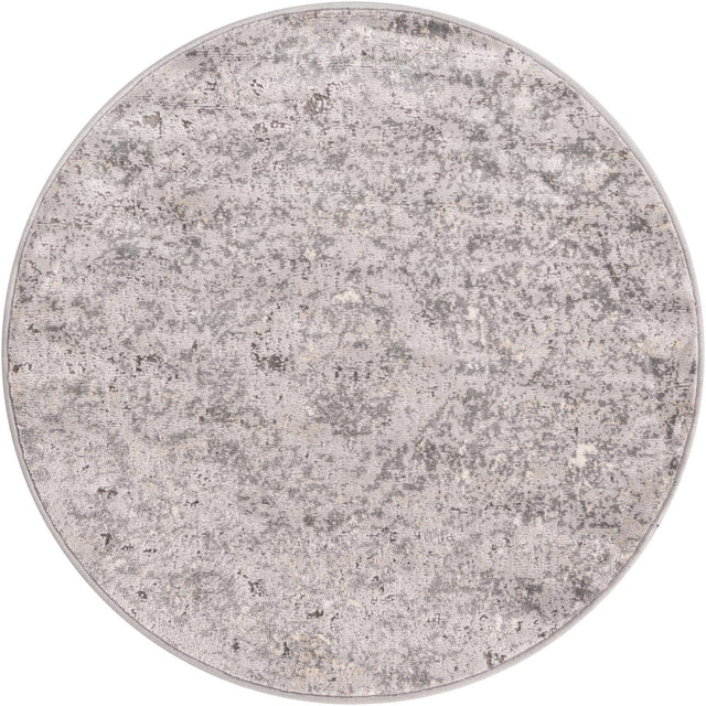 Gray 3' 1 x 3' 1 Portland Round Area Rug 85% Polypropylene & 15% Polyester Vintage Distressed Traditional Carpet for Home Decor for Sale at Rug Engine