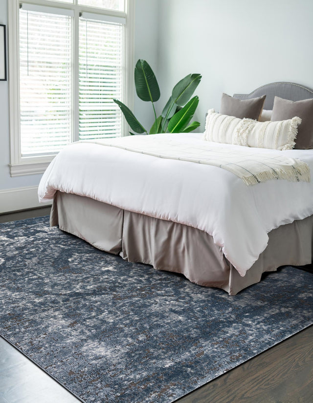 Blue 10' x 14' 1 Portland Rectangle Area Rug 85% Polypropylene & 15% Polyester Vintage Distressed Traditional Carpet for Home Decor for Sale at Rug Engine