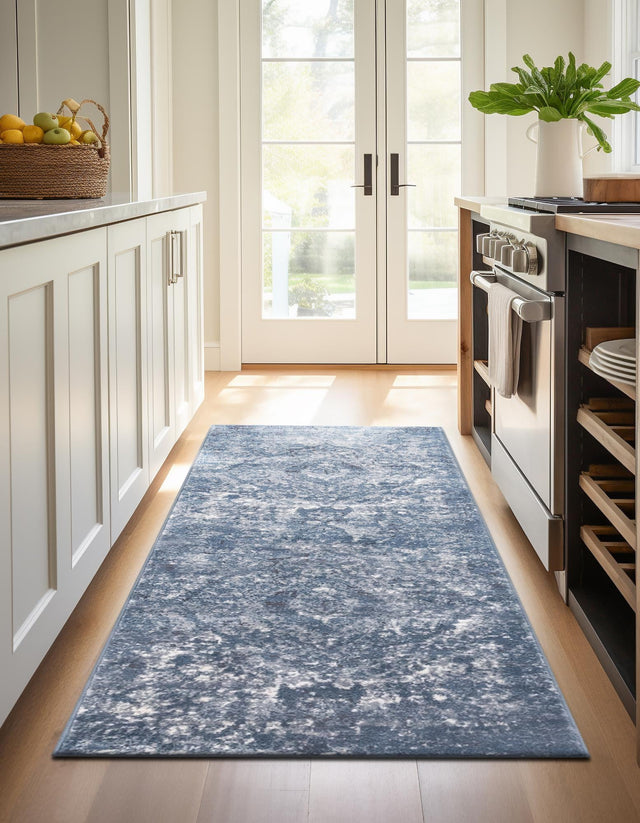 Blue 2' 2 x 12' Portland Runner Area Rug 85% Polypropylene & 15% Polyester Vintage Distressed Traditional Carpet for Home Decor for Sale at Rug Engine