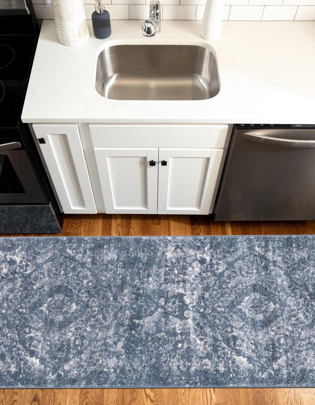 Blue 2' 2 x 12' Portland Runner Area Rug 85% Polypropylene & 15% Polyester Vintage Distressed Traditional Carpet for Home Decor for Sale at Rug Engine