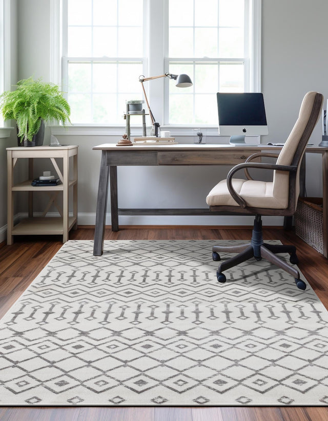 Ivory 5' 3 x 8' Moroccan Trellis Rectangle Area Rug 100% Polypropylene Easy Clean Geometric Traditional Carpet for Interior Design Home Decor for Sale at Rug Engine