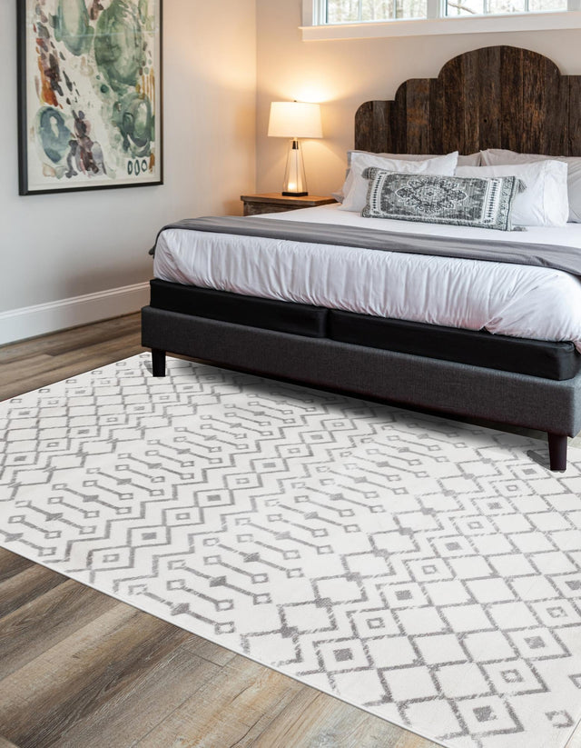 Ivory 7' 10 x 10' Moroccan Trellis Rectangle Area Rug 100% Polypropylene Easy Clean Geometric Traditional Carpet for Interior Design Home Decor for Sale at Rug Engine