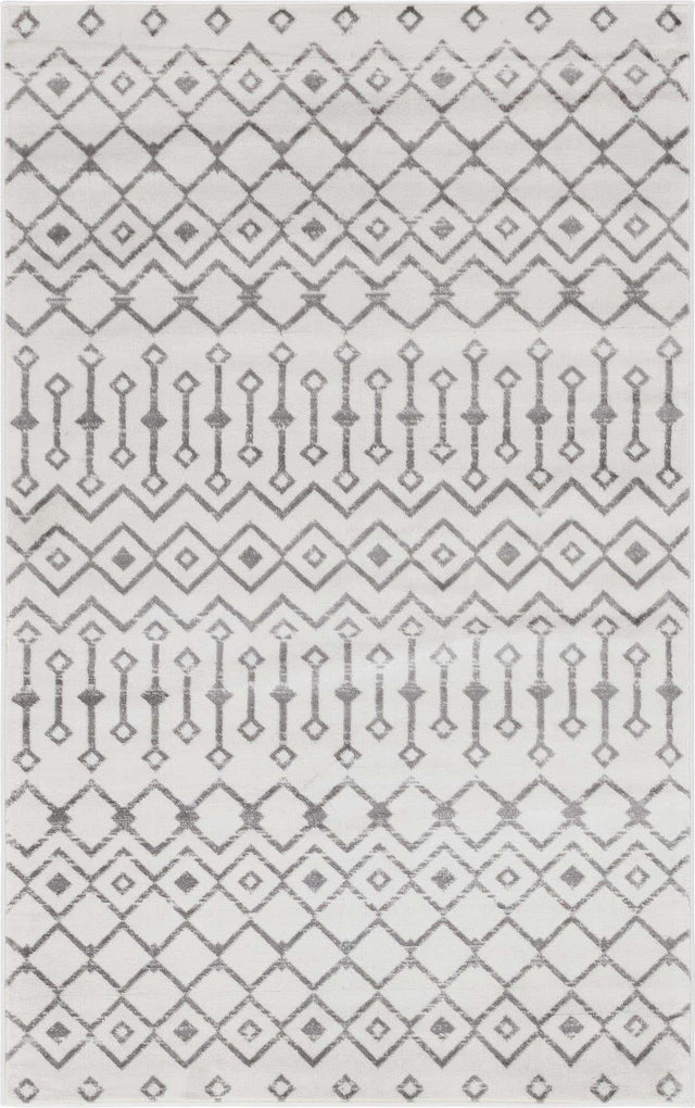 Ivory 5' 3 x 8' Moroccan Trellis Rectangle Area Rug 100% Polypropylene Easy Clean Geometric Traditional Carpet for Interior Design Home Decor for Sale at Rug Engine