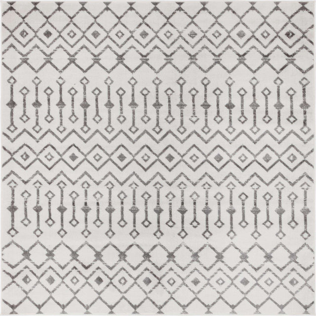Ivory 6' 1 x 6' 1 Moroccan Trellis Square Area Rug 100% Polypropylene Easy Clean Geometric Traditional Carpet for Interior Design Home Decor for Sale at Rug Engine