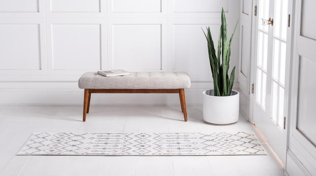 Ivory 2' x 6' 7 Moroccan Trellis Runner Area Rug 100% Polypropylene Easy Clean Geometric Traditional Carpet for Interior Design Home Decor for Sale at Rug Engine