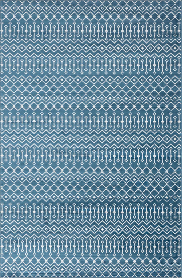 Blue 10' 8 x 16' 5 Moroccan Trellis Rectangle Area Rug 100% Polypropylene Easy Clean Geometric Traditional Carpet for Interior Design Home Decor for Sale at Rug Engine