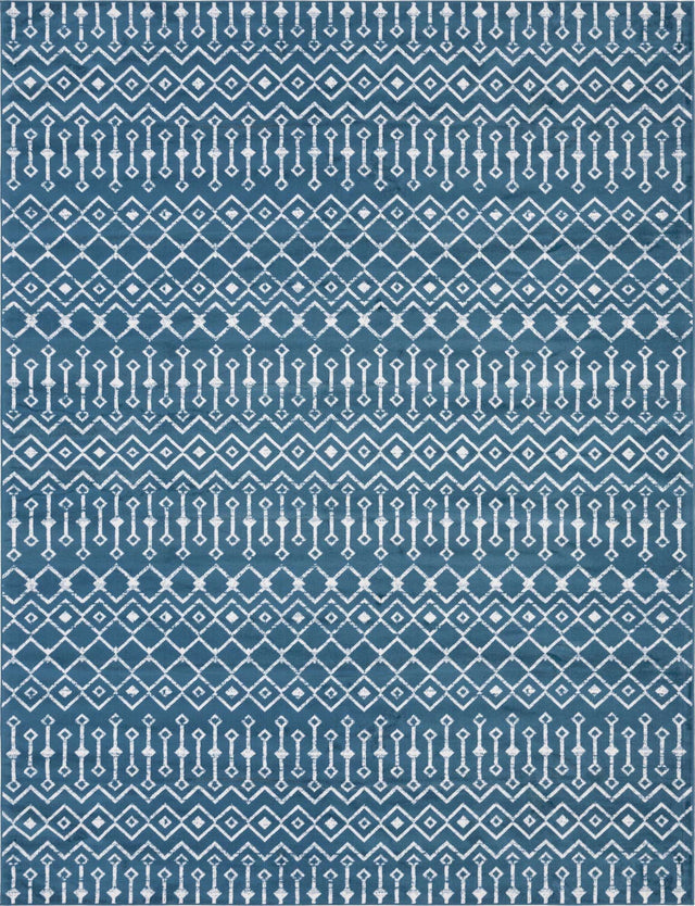 Blue 10' x 13' 1 Moroccan Trellis Rectangle Area Rug 100% Polypropylene Easy Clean Geometric Traditional Carpet for Interior Design Home Decor for Sale at Rug Engine