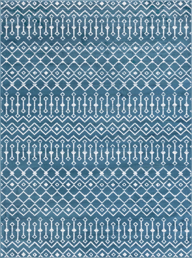 Blue 7' 10 x 11' Moroccan Trellis Rectangle Area Rug 100% Polypropylene Easy Clean Geometric Traditional Carpet for Interior Design Home Decor for Sale at Rug Engine