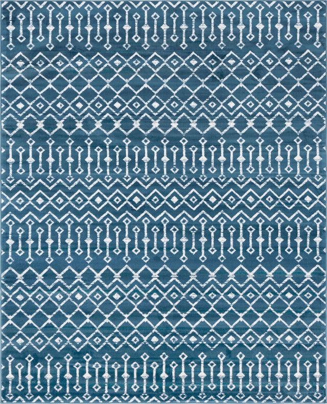 Blue 7' 10 x 10' Moroccan Trellis Rectangle Area Rug 100% Polypropylene Easy Clean Geometric Traditional Carpet for Interior Design Home Decor for Sale at Rug Engine