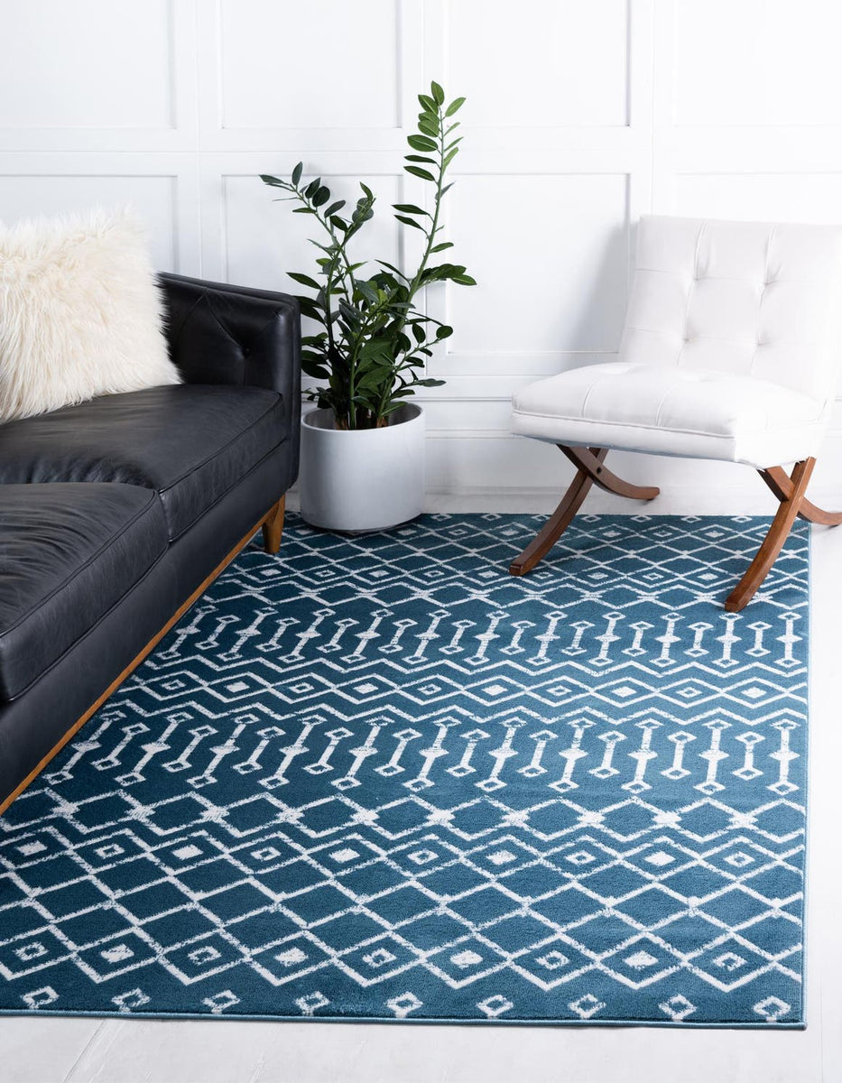 Blue 2' x 3' 1 Moroccan Trellis Rectangle Area Rug 100% Polypropylene ...
