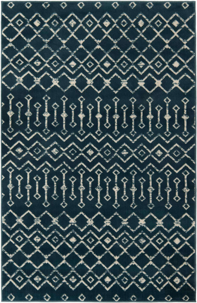 Blue 5' 3 x 8' Moroccan Trellis Rectangle Area Rug 100% Polypropylene Easy Clean Geometric Traditional Carpet for Interior Design Home Decor for Sale at Rug Engine
