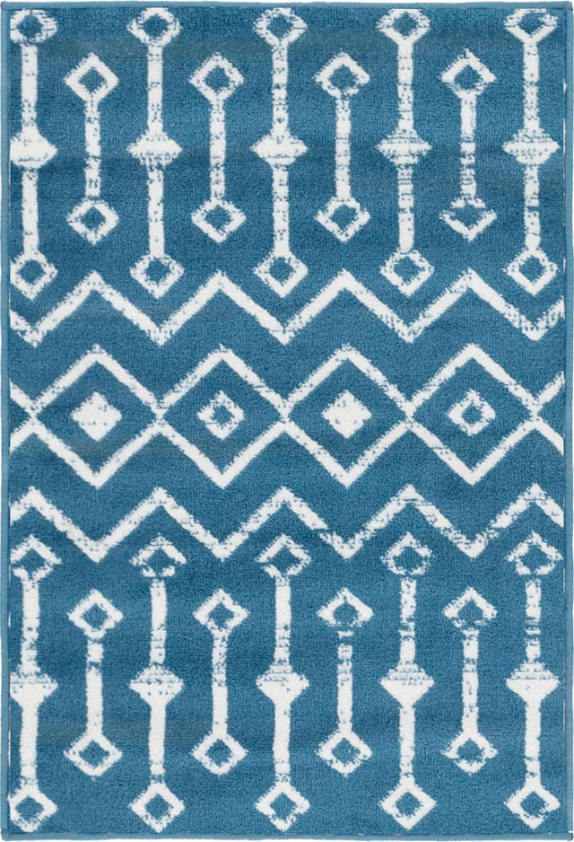 Blue 2' x 3' 1 Moroccan Trellis Rectangle Area Rug 100% Polypropylene Easy Clean Geometric Traditional Carpet for Interior Design Home Decor for Sale at Rug Engine