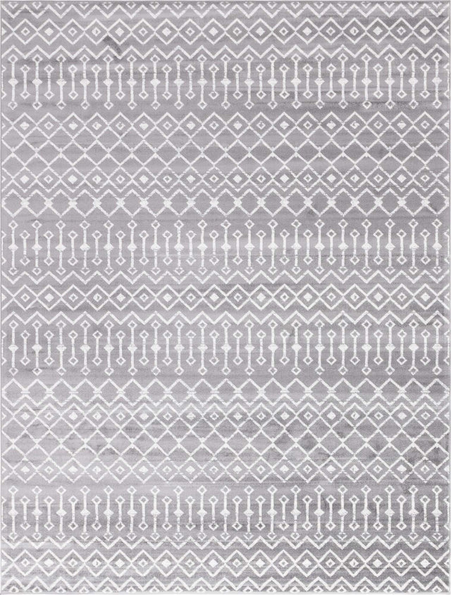 Gray 9' x 12' Moroccan Trellis Rectangle Area Rug 100% Polypropylene Easy Clean Geometric Traditional Carpet for Interior Design Home Decor for Sale at Rug Engine