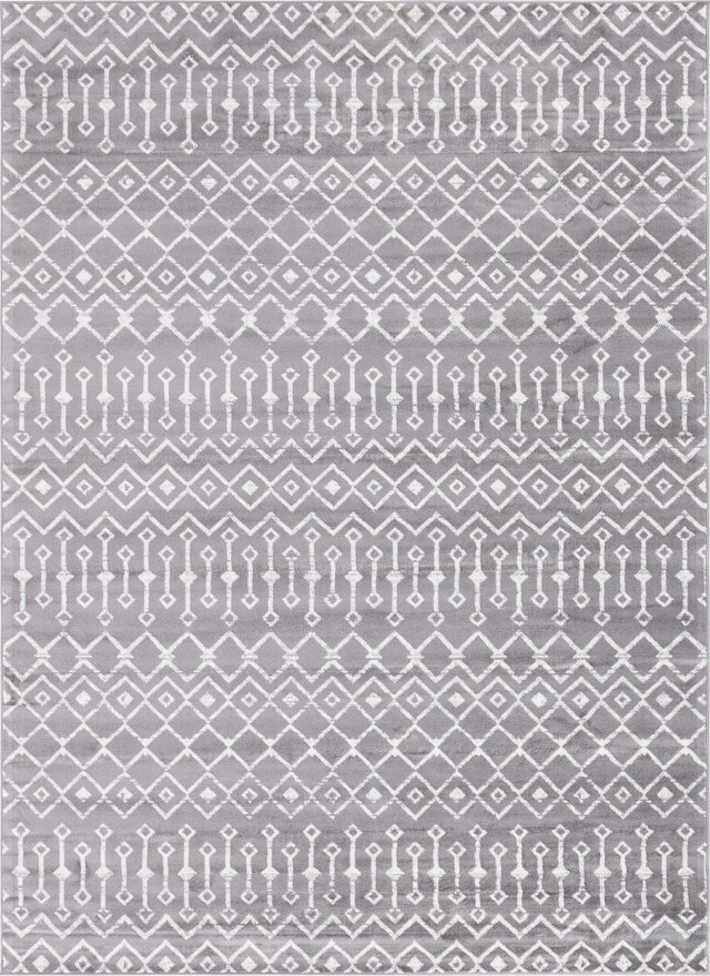 Gray 7' 10 x 11' Moroccan Trellis Rectangle Area Rug 100% Polypropylene Easy Clean Geometric Traditional Carpet for Interior Design Home Decor for Sale at Rug Engine